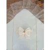 Luz&Pos Yenidoğan Piramitland Taşlı Gold Güpür İşleme Bebek Battaniyesi Kundak Ekru