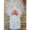 Luz&Pos Yenidoğan Sahra Lucky Baby Nakışlı Kundak Bebek Battaniyesi Ekru