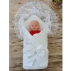 Luz&Pos Yenidoğan Sahra My Prince Nakışlı Lüks Kundak Bebek Battaniyesi Ekru