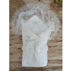 Luz&Pos Yenidoğan Sahra Taç Benim Prensesim Nakışlı Kundak Bebek Battaniyesi Ekru