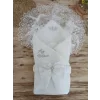 Luz&Pos Yenidoğan Sahra Taç Benim Prensim Nakışlı Kundak Bebek Battaniyesi Ekru