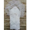 Luz&Pos Yenidoğan Sahra Taç Lucky Baby Nakışlı Kumru Kundak Bebek Battaniyesi Ekru