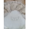 Luz&Pos Yenidoğan Sahra Taç Nakışlı Gold Angel Trilüks Kundak Bebek Battaniyesi Ekru