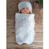 Luz&Pos Yenidoğan Tavşan Tayfalar Nakışlı Çıt Çıt Kapamalı Bebek Kundak Ekru