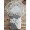 Luz&Pos Yenidoğan Teri Cotton Taç Nakışlı Prizma Taş Kundak Bebek Battaniyesi Krem