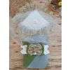 Luz&Pos Yenidoğan Teri Cotton Taç Nakışlı Prizma Taş Kundak Bebek Battaniyesi Yeşil