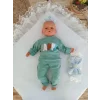Luz&Pos Yenidoğan Teri Cotton Taç Nakışlı Prizma Taş Kundak Bebek Battaniyesi Mavi