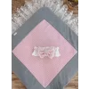 Luz&Pos Yenidoğan Teri Cotton Taç Nakışlı Prizma Taş Kundak Bebek Battaniyesi Pembe