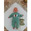 Luz&Pos Yenidoğan Teri Cotton Taç Nakışlı Prizma Taş Kundak Bebek Battaniyesi Yeşil