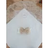 Luz&Pos Yenidoğan Teri Cotton Taç Nakışlı Prizma Taş Kundak Bebek Battaniyesi Bej
