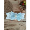Luz&Pos Yenidoğan Teri Cotton Taç Nakışlı Prizma Taş Kundak Bebek Battaniyesi Mavi
