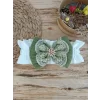 Luz&Pos Yenidoğan Teri Cotton Taç Nakışlı Prizma Taş Kundak Bebek Battaniyesi Yeşil