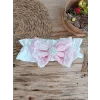 Luz&Pos Yenidoğan Teri Cotton Taç Nakışlı Prizma Taş Kundak Bebek Battaniyesi Pembe