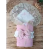 Luz&Pos Yenidoğan Tericotton Örgülü Trilüx Bebek Battaniyesi Kundak Pembe