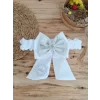 Luz&Pos Yenidoğan Titi Taç Nakışlı Plazma Taşlı Güpürlü Çift Fiyonk Duvaklı Trilüks Kundak Bebek Battaniyesi Gümüş
