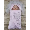 Luz&Pos Yenidoğan Topçikli Gül Bahçesi Tül Örtülü Kız Erkek Bebek Klasik Kundak Bebek Battaniyesi Pembe