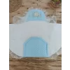 Luz&Pos Yenidoğan Topçikli Gül Bahçesi Tül Örtülü Kız Erkek Bebek Klasik Kundak Bebek Battaniyesi Mavi