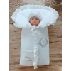 Luz&Pos Yenidoğan Ultralüks Fermuarlı Ve Cepli Lucky Baby Nakışlı Bebek Battaniyesi Kundak Ekru