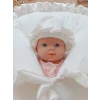 Luz&Pos Yenidoğan Ultralüks Fermuarlı Ve Cepli Lucky Baby Nakışlı Bebek Battaniyesi Kundak Ekru