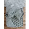 Luz&Pos Yenidoğan Ultralüks Piramit Desenli Güpürlü Bebek Battaniyesi Kundak Gümüş