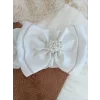 Luz&Pos Yenidoğan Wool Yün Kumaş Taç Nakışlı Güpür Duvaklı Fiyonk Prizma Taş Unisex Kundak Bebek Battaniyesi Kahverengi