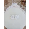 Luz&Pos Yenidoğan Wool Yün Kumaş Taç Nakışlı Güpür Duvaklı Fiyonk Prizma Taş Unisex Kundak Bebek Battaniyesi Pembe
