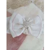 Luz&Pos Yenidoğan Wool Yün Kumaş Taç Nakışlı Güpür Duvaklı Fiyonk Prizma Taş Unisex Kundak Bebek Battaniyesi Pembe