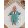 Luz&Pos Yenidoğan Wool Yün Kumaş Taç Nakışlı Güpür Duvaklı Fiyonk Prizma Taş Unisex Kundak Bebek Battaniyesi Bej