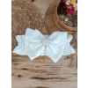 Luz&Pos Yenidoğan Wool Yün Kumaş Taç Nakışlı Güpür Duvaklı Fiyonk Prizma Taş Unisex Kundak Bebek Battaniyesi Bej