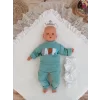 Luz&Pos Yenidoğan Wool Yün Kumaş Taç Nakışlı Güpür Duvaklı Fiyonk Prizma Taş Unisex Kundak Bebek Battaniyesi Kahverengi