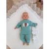 Luz&Pos Yenidoğan Wool Yün Kumaş Taç Nakışlı Güpür Duvaklı Fiyonk Prizma Taş Unisex Kundak Bebek Battaniyesi Bej
