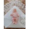 Luz&Pos Yenidoğan Yakamoz Kumru Model Dantelli Taşlı Fiyonk Bebek Battaniyesi Kundak Ekru