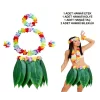 Yetişkin Hawaii Kostüm Seti - Yaprak Etek  Hawaii Set - 5 Parça