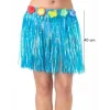 Yetişkin Ve Çocuk Uyumlu Mavi Renk Püsküllü Hawaii Luau Hula Etek 40 Cm