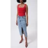 Yırtmaç Detay Denim Midi Etek