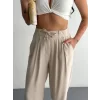 Yüksel Bel Rahat Paça Pantalon - Kırık Beyaz