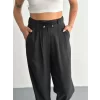 Yüksel Bel Rahat Paça Pantalon - Siyah