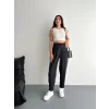 Yüksel Bel Rahat Paça Pantalon - Siyah