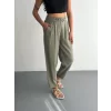 Yüksel Bel Rahat Paça Pantalon - Su Yeşili
