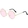 Yuvarlak Cam John Lennon Tarzı Gold Pembe Gözlük