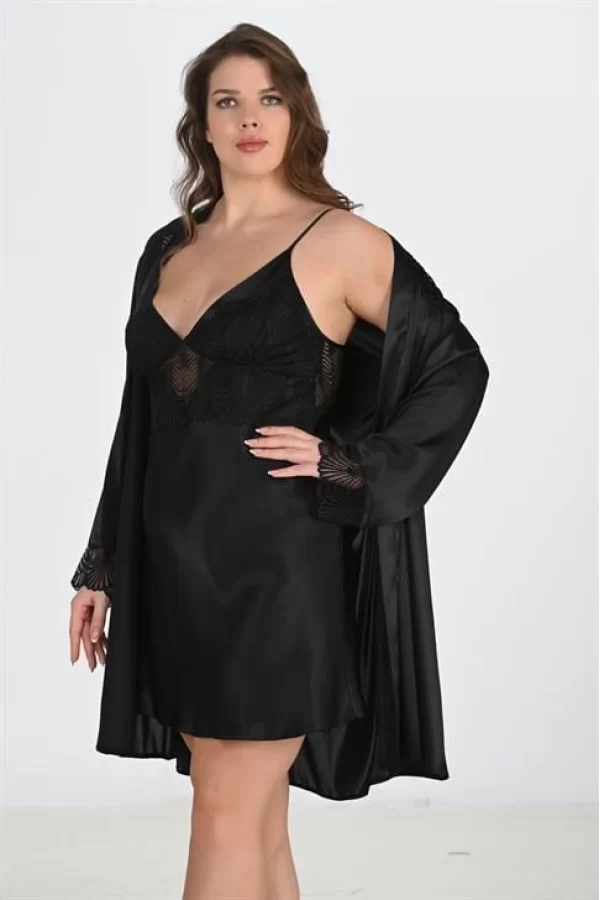2li Siyah Sabahlık Takımı Bigsize 6213