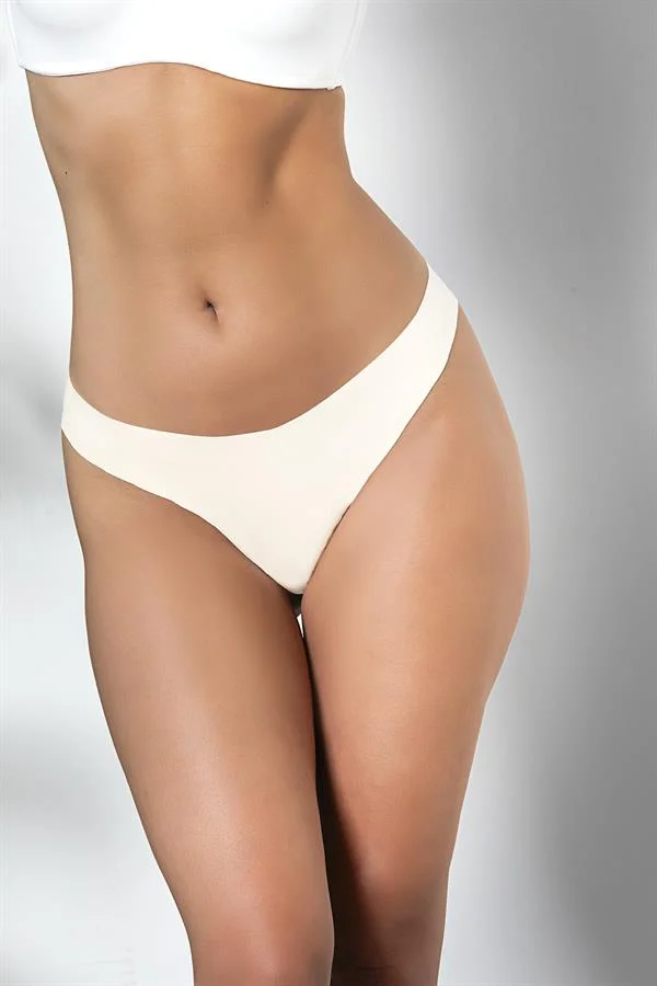 3lü Paket Dikişsiz, İz Yapmaz, Lazer Kesim, String Külot Ekru (brf21262)