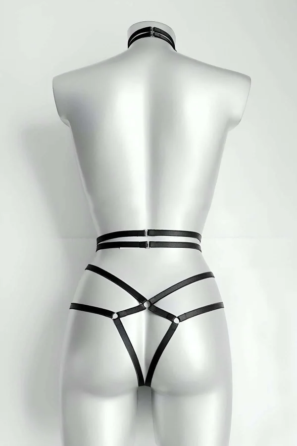 Ağ Kısmı Açık Seksi Jartiyer Harness - Brf370