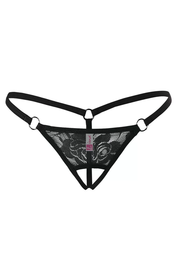 Ağı Açık Siyah Dantelli Fantezi İç Çamaşırı G String
