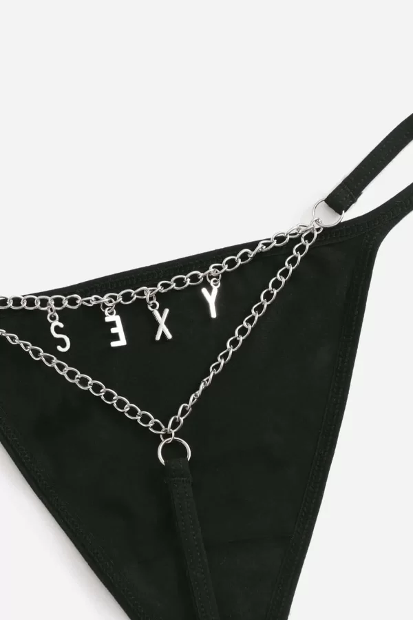 Arkası Sexy Yazılı Zincirli Fantezi Tanga Külot 81092