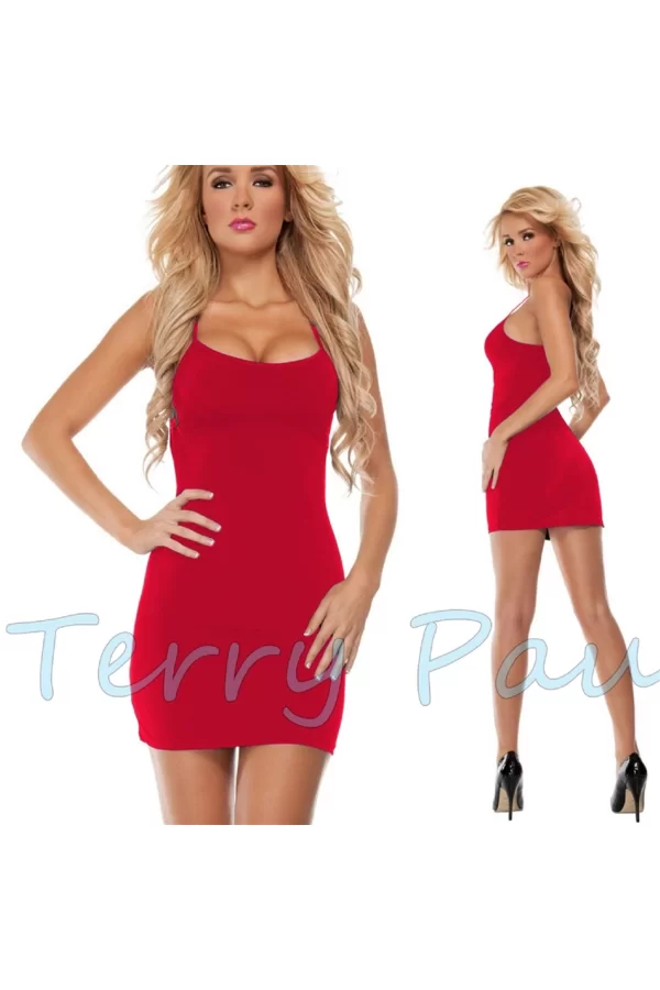 B100865 Kırmızı Askılı Elbise