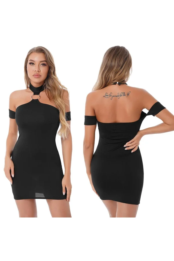 Bayan Fantazi Halkalı Mini Elbise