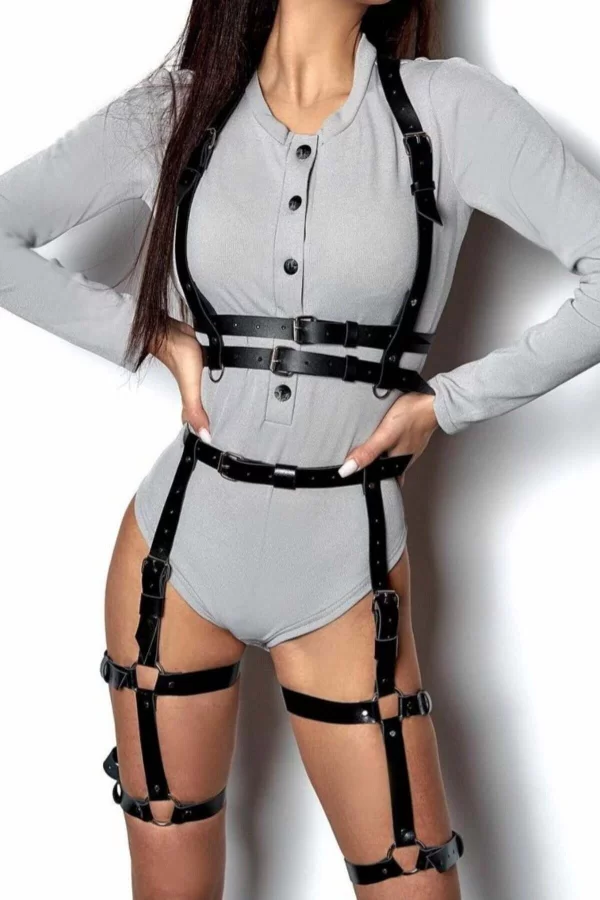Bel Kemerli Alt Ve Üst Takım Deri Harness - Brf709