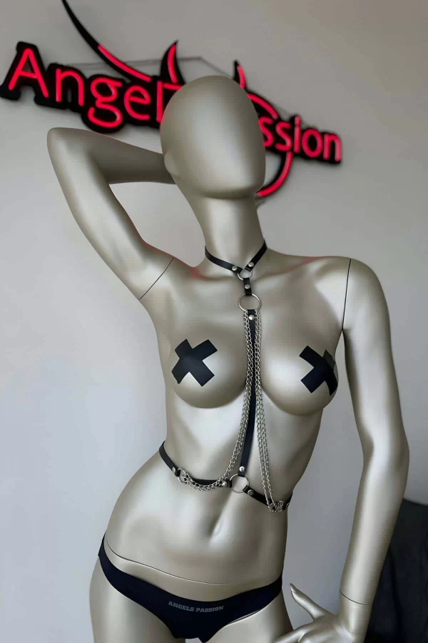 Bel Ve Boyun Detaylı Şık Deri Harness - Brf426