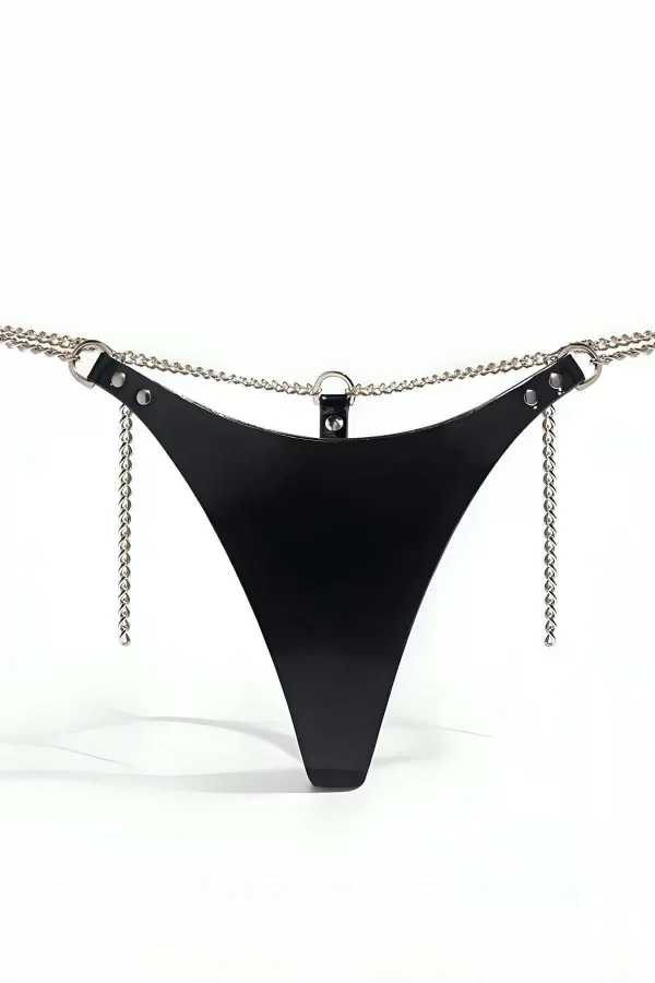 Beli Zincirli Deri Tanga Harness, Deri Fantazi Tanga - Brf1157